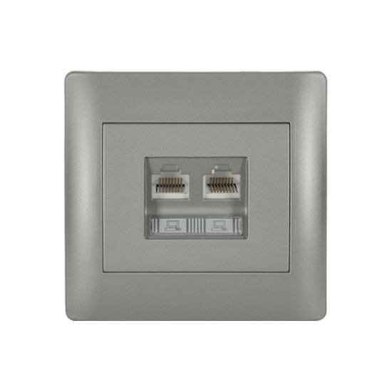 RHYME COMPUTER SOCKET (DOUBLE) GREY METALLIC