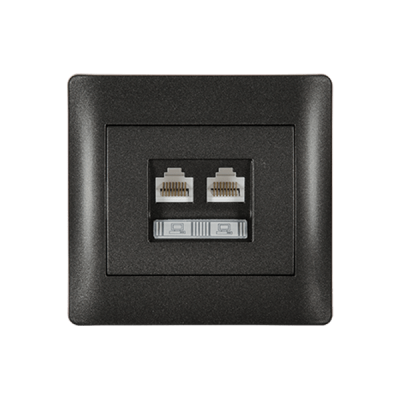 RHYME COMPUTER SOCKET (DOUBLE) GRAPHITE METALLIC