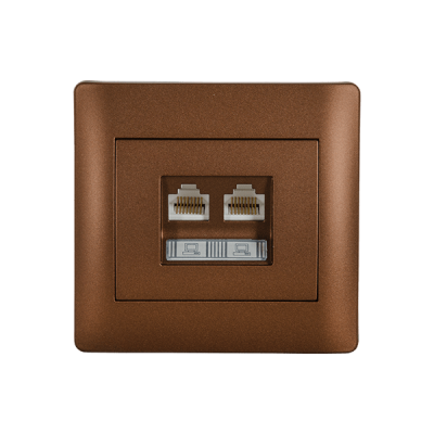 RHYME COMPUTER SOCKET (DOUBLE) COFFEE METALLIC