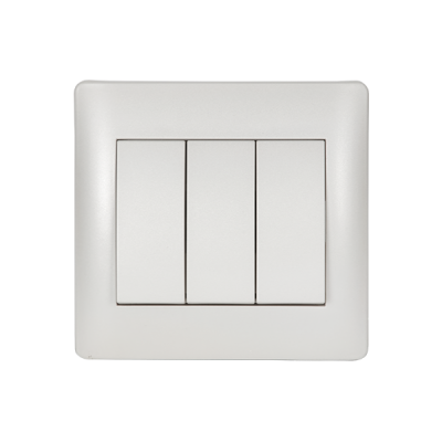 RHYME THREE BUTTONS ONE WAY SWITCH WHITE METALLIC RHYME THREE BUTTONS ONE WAY SWITCH WHITE METALLIC