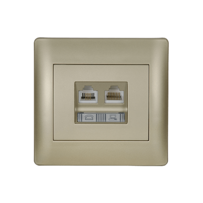 RHYME PHONE SOCKET + COMPUTER SOCKET CHAMPAGNE METALLIC RHYME PHONE SOCKET + COMPUTER SOCKET CHAMPAGNE METALLIC