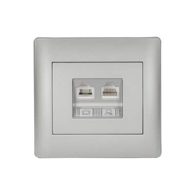 RHYME PHONE SOCKET + COMPUTER SOCKET GREY METALLIC RHYME PHONE SOCKET + COMPUTER SOCKET GREY METALLIC
