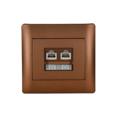 RHYME PHONE SOCKET + COMPUTER SOCKET COFFEE METALLIC RHYME PHONE SOCKET + COMPUTER SOCKET COFFEE METALLIC