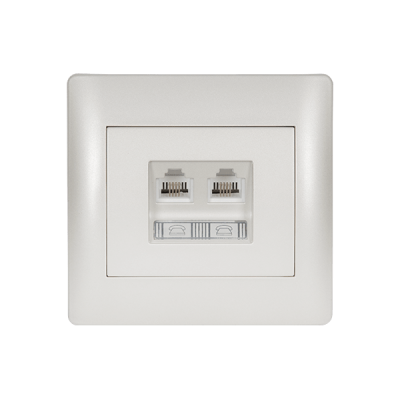 RHYME PHONE SOCKET (DOUBLE) WHITE METALLIC