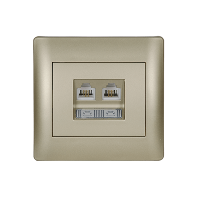 RHYME PHONE SOCKET (DOUBLE) CHAMPAGNE METALLIC RHYME PHONE SOCKET (DOUBLE) CHAMPAGNE METALLIC