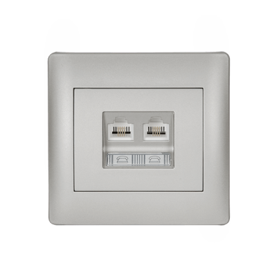 RHYME PHONE SOCKET (DOUBLE) GREY METALLIC RHYME PHONE SOCKET (DOUBLE) GREY METALLIC
