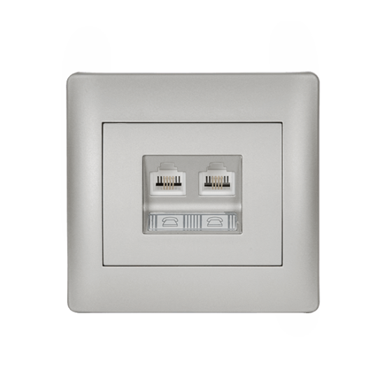 RHYME PHONE SOCKET (DOUBLE) GREY METALLIC