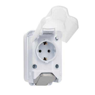 GERMAN TYPE SOCKET 16А 250V WHITE, IP44 GERMAN TYPE SOCKET 16А 250V WHITE, IP44