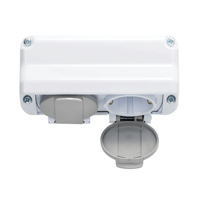 DOUBLE SOCKET GERMAN TYPE 16А 250V WHITE, IP44 DOUBLE SOCKET GERMAN TYPE 16А 250V WHITE, IP44