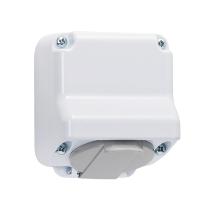 GERMAN TYPE SOCKET 16А 250V WHITE, IP44 GERMAN TYPE SOCKET 16А 250V WHITE, IP44