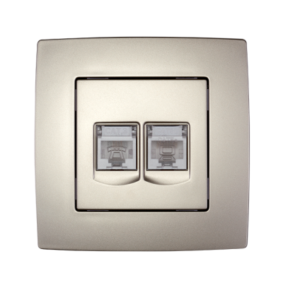 CITY COMPUTER SOCKET RJ45 - DOUBLE CHAMPAGNE METALLIC CITY COMPUTER SOCKET RJ45 - DOUBLE CHAMPAGNE METALLIC