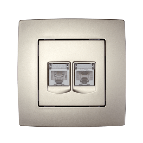 CITY PHONE SOCKET RJ11 + COMPUTER SOCKET RJ45 CHAMPAGNE METALLIC