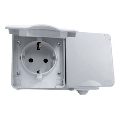 GERMAN TYPE SOCKET- DOUBLE IP65 GRAY GERMAN TYPE SOCKET- DOUBLE IP65 GRAY