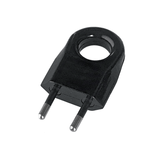 TWO PIN PLUG WITH EXTRACTION RING 6A BLACK