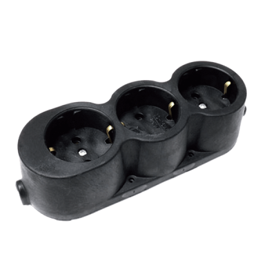 RUBBER MULTISOCKET TRIPLE 16A BLACK RUBBER MULTISOCKET TRIPLE 16A BLACK