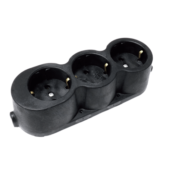 RUBBER MULTISOCKET TRIPLE 16A BLACK