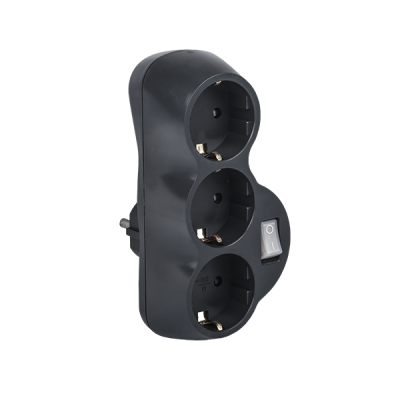 ADAPTOR TRIPLE 16А GRAPHITE WITH KEY