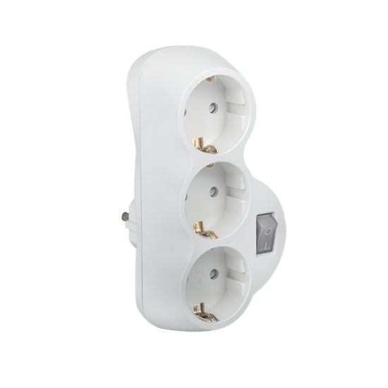 ADAPTOR TRIPLE 16А WHITE WITH KEY