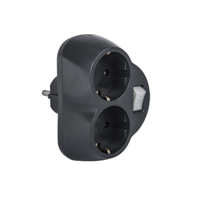 ADAPTOR DOUBLE 16А GRAPHITE WITH KEY
