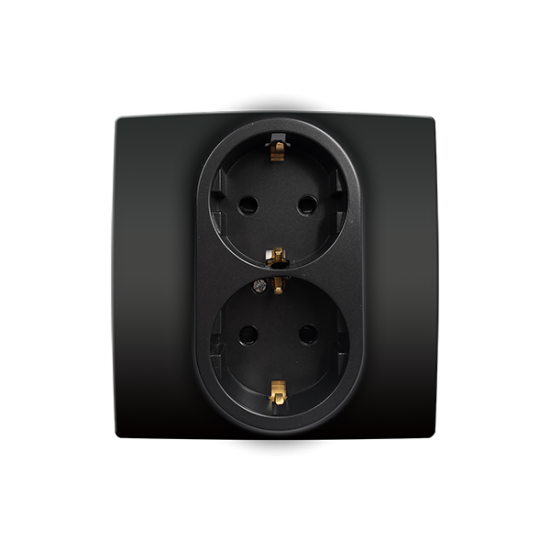 Διπλή πρίζα γερμανικού τύπου με βίδες CITY, ανθρακί Διπλή πρίζα γερμανικού τύπου με βίδες CITY, ανθρακί