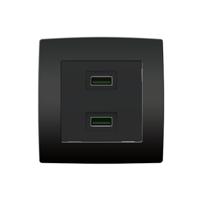 Διπλή πρίζα USB CITY, ανθρακί Διπλή πρίζα USB CITY, ανθρακί