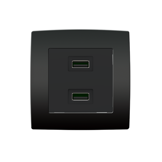 Διπλή πρίζα USB CITY, ανθρακί Διπλή πρίζα USB CITY, ανθρακί