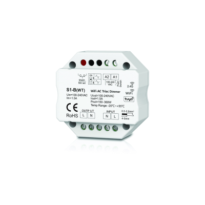 S1-B(WT) 1 CHANNEL TUYA&RF TRIAC DIMMER FOR BOX S1-B(WT) 1 CHANNEL TUYA&RF TRIAC DIMMER FOR BOX