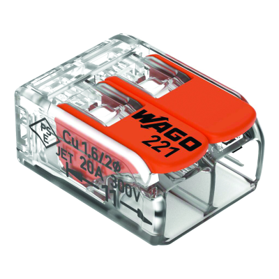 Κλέμα WAGO 221, 2 αγωγοί 0,02–4 mm² Κλέμα WAGO 221, 2 αγωγοί 0,02–4 mm²