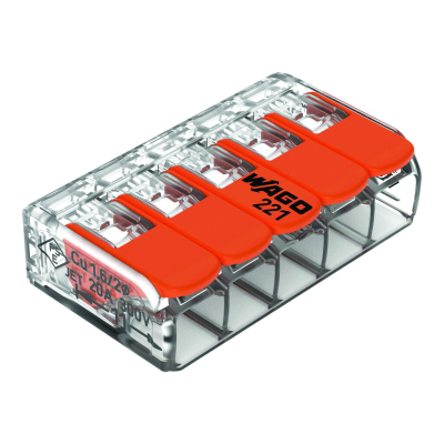 Κλέμα WAGO 221, 5 αγωγοί 0,02–4 mm² Κλέμα WAGO 221, 5 αγωγοί 0,02–4 mm²