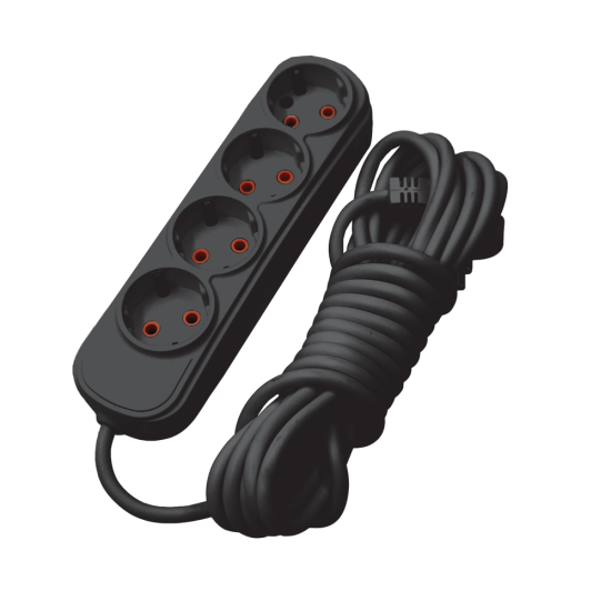 ΠΟΛΥΜΠΡΙΖΟ  4 ΘΕΣΕΩΝ 3M H05VV-F 3G1.5MM2, ΜΑΥΡΟ