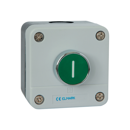 SINGLE BUTTON WITH BOX EL1- BP102 1NO IP65 GREEN