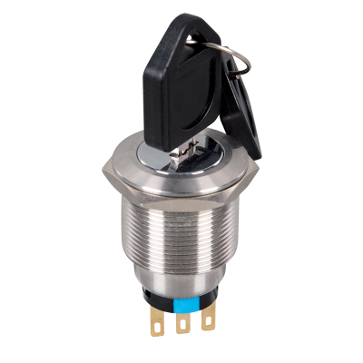 THREE POSITION KEY SWITCH WITH ARREST EL-22Y3 2NO+2NC IP65 GREEN