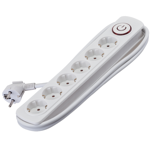 MULTIPLUG 6 HOLES H05VV- F 3G1.5mm2 2m WITH KEY