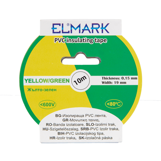 INSULATING TAPE 10mx19mm YELLOW/GREEN