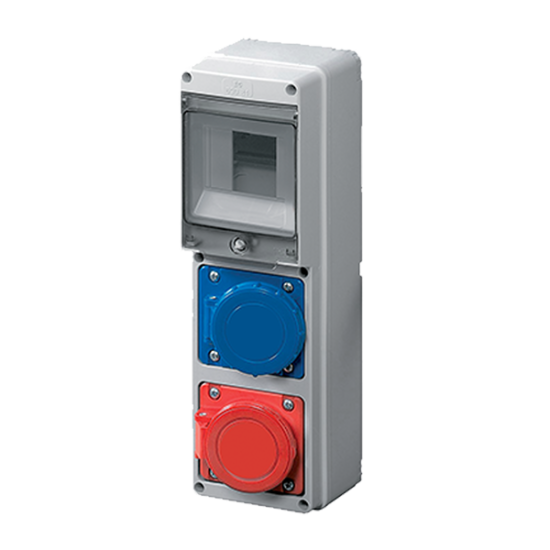 BOARD EC69021 WITH IND.SOCKETS 1*1P+N+E 16A+ 1*1P+N+E 32A IP44