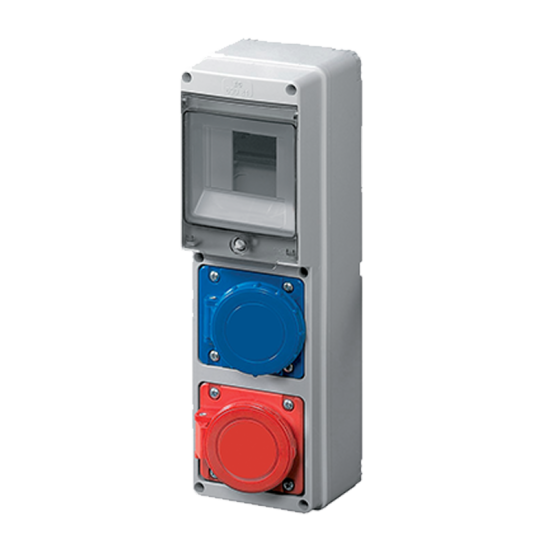 BOARD EC69021 WITH IND.SOCKETS 1*1P+N+E 16A+ 1*3P+N+E 16A IP44