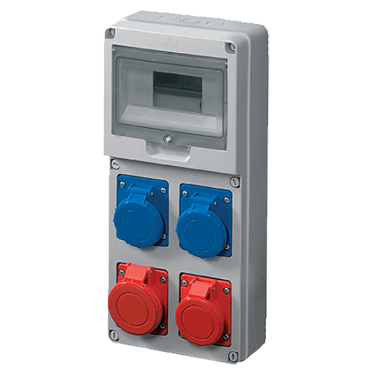 BOARD EC69023 WITH IND.SOCKETS 1*1P+N+E 16A+ 1*1P+N+E 32A+ 1*1P+N+E 16A+ 1*3P+N+E 32A IP44