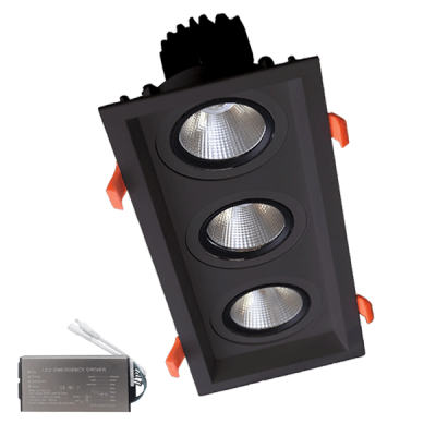 ΤΡΙΠΛΟ LED ΣΠΟΤ ΧΩΝΕΥΤΟ 3X15W 230V 3000K ΜΑΥΡΟ+ ΚΙΤ ΑΣΦΑΛΕΙΑΣ