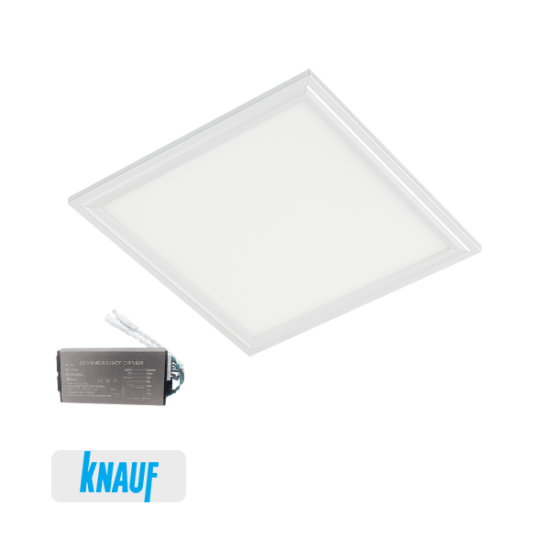 LED PANEL FOR DRYWALL 48W 6400K 595x595x9mm WHITE FRAME + EM