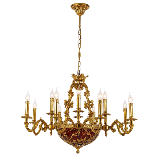 ALEXANDER CHANDELIER 12XE14 BRASS