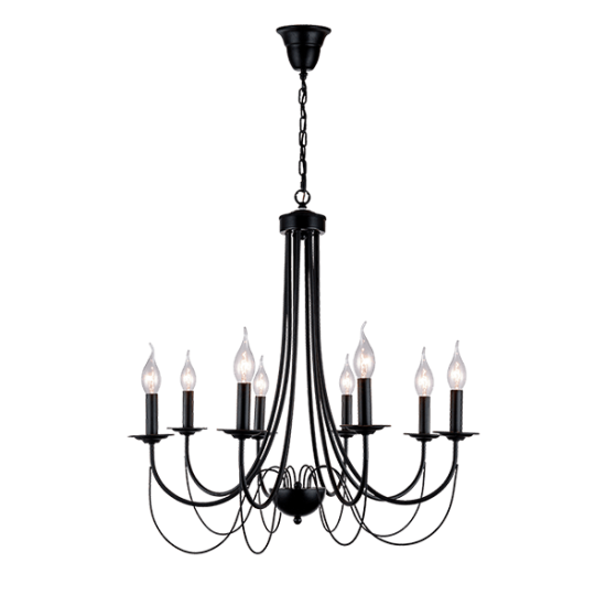 ANGELA CHANDELIER 8XE14 BLACK