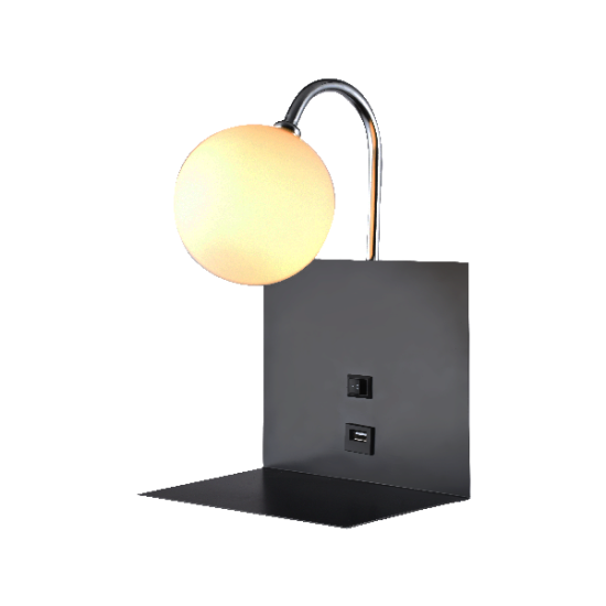 BETTY WALL LAMP 1xG9 WITH USB BLACK