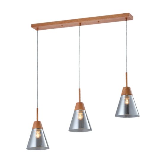 BRADLEY PENDANT 3xE27 WOOD/GREY