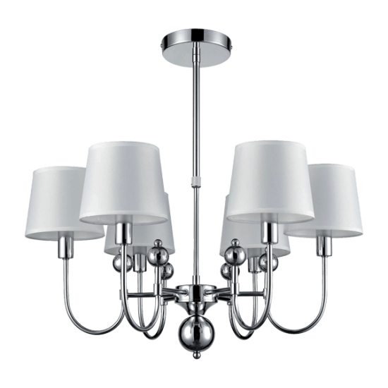 CARMEN CHANDELIER 6xE27 WHITE/CHROME