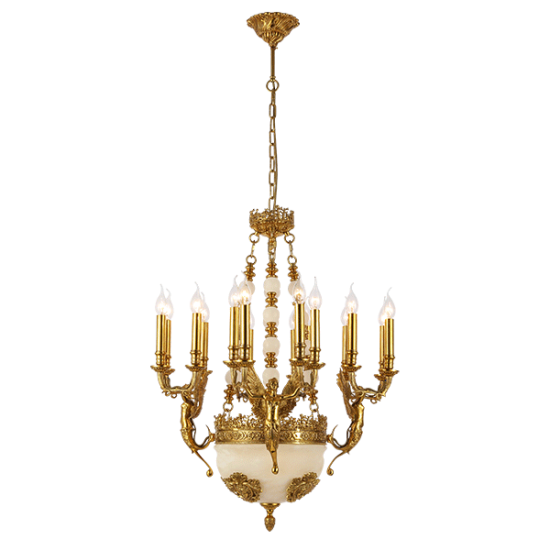 CHARLES CHANDELIER 19XE14 BRASS/JADE