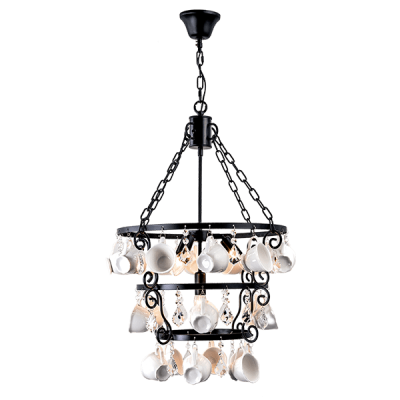 CUPS CHANDELIER 4XE14 BLACK/WHITE CUPS CHANDELIER 4XE14 BLACK/WHITE