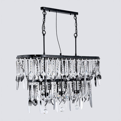 DINNER CHANDELIER 6XE14 BLACK AND CHROME DINNER CHANDELIER 6XE14 BLACK AND CHROME