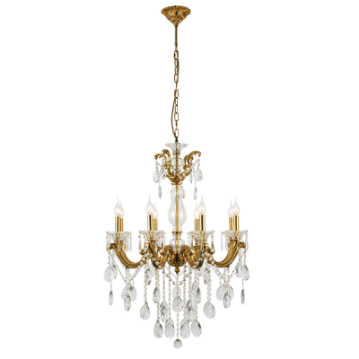 EDWARD CHANDELIER 8XE14 BRASS/JADE