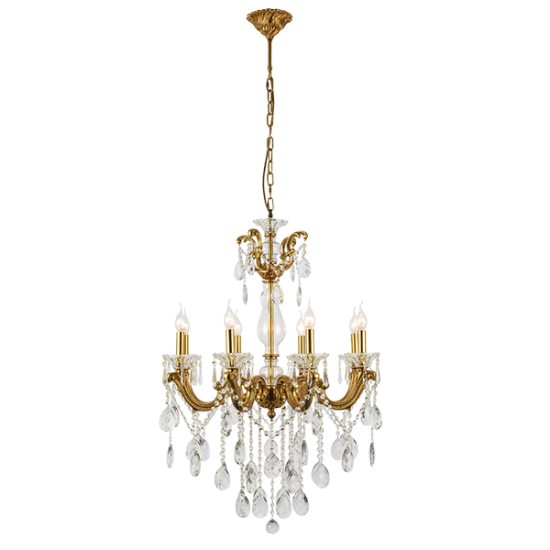 EDWARD CHANDELIER 8XE14 BRASS/JADE