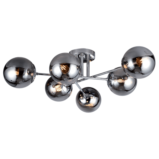 ERMINA CEILING LAMP 6xE14 CHROME/SMOKED GLASS